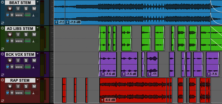Image of a Hip Hop Track with 4 Audio Stems