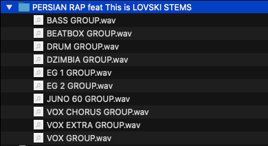 Image of audio groups delivered for mastering